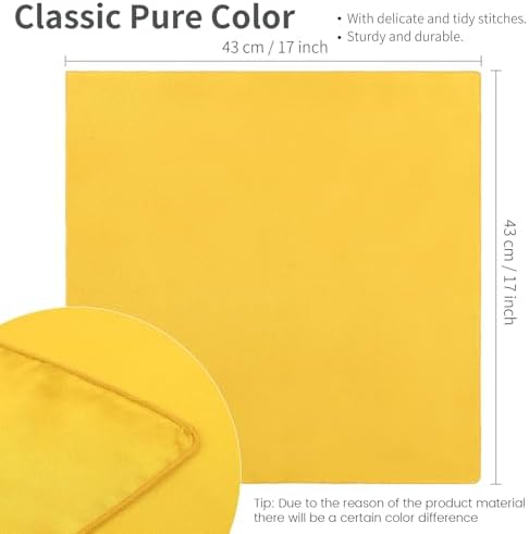 ANECO 16 Pack Square Satin Napkin Bright Silk Table Napkin Soft Smooth Fabric Table Napkin for Wedding Banquet Party Decoration, Yellow, 17 x 17 Inch - Image 2