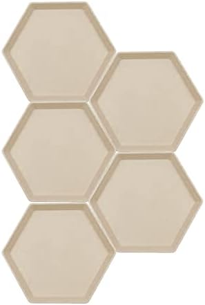 Incauca 5 Pack 6 Inch Lightweight Mini Wheat Straw Plates, Reusable Hexagon Dessert Plates, Small Saucers Plates, Plastic Side Dish Plates for Serving Snack Appetizer Salad Fruit, Beige by Incauca