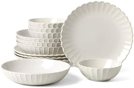 Lenox French Perle Scallop White Dinnerware Plate and Bowl Set, 12-Piece - Image 3