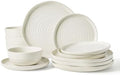 Famiware Pluto 12-Piece Stoneware Dinnerware Set, Matte Beige White by Famiware