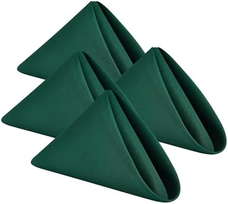 Wolkemer Set of 4 Hunter Green Cloth Napkins 17 x 17 Inches Solid Washable Polyester Dinner Napkins with Hemmed Edges for Dinners Parties Weddings Banquets Events Table Decoration by Wolkemer