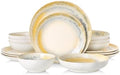 DOMICREVERY Ceramic Dinnerware Sets for 4, 16 pcs Plates and Bowls Sets by Unknown
