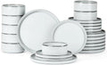 Onader Dinnerware Dishes Sets for 8, Stoneware Plates and Bowls with Unglazed Terracotta Bottom, Ceramic Kitchen Dinner Dish Set, 24 Piece - Glacier White by Onader