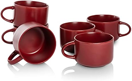 10 Strawberry Street Wazee Matte 4.75"/22 oz Oversized Mug, Set of 6, Red by 10StrawberryStreet