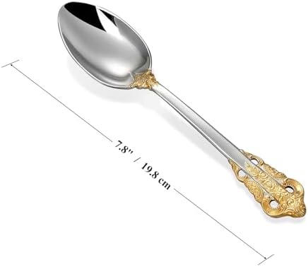 KEAWELL Luxury 4-Piece 18/10 Stainless Steel Dinner Spoon Set (Gold Accent) - Image 3
