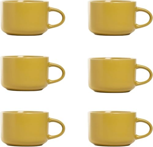 10 Strawberry Street Wazee Matte Oversized Mug, Yellow, Set of 6 - Image 2