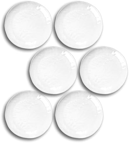 6.75 inch Melamine Plates, Round Salad Dessert Appetizer Plates for Kitchen, Small Plates, Set of 6 White Dishwasher Safe Shatter Resistant by ZAINCA