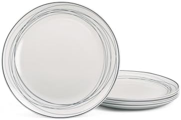 LaGlint 10.5 Inch Dinner Plate Set of 6, Blue Geometric Opal Glass by LaGlint