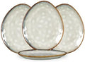 Henten Home Ceramic Appetizer Plate Set, 6.75 Inch Dessert Plates, Reactive Glaze Serving Plates for Snack, Sushi, Set of 4, Microwave & Dishwasher Safe (White) by HentenHome