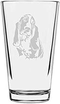 Basset Hound Dog Themed Etched All Purpose 16oz Pint Glass