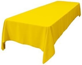 LA Linen Polyester Poplin Washable Rectangular Tablecloth, Stain and Wrinkle Resistant Table Cover 60x120, Fabric Table Cloth for Dinning, Kitchen, Party, Holiday 60 by 120-Inch, Yellow Light