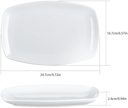 Ceramic Serving Platter Set, 4 Pcs 10 inch Rectangular Serving Tray for Entertaining at Parties and Weddings, White Platter Rectangular Dishes Dinner Plates for Appetizer Meat Bread Dessert and Sushi - Image 2