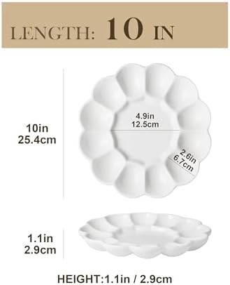 MALACASA Ceramic Deviled Egg Tray, 10 Inch Round Serving Platter, 12 Wells - Image 2