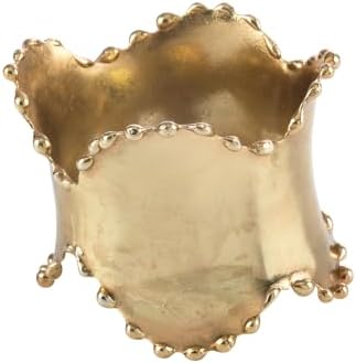 SARO LIFESTYLE Beaded Edge Metal Napkin Rings (Set of 4) - Classic Design Napkin Holders with Scalloped Rim for Formal Dining, Holiday Tables, Dinner Parties, and Special Occasions, Gold by SaroLifestyle