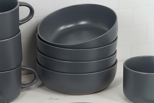 10 Strawberry Street Wazee Matte Coupe Dinnerware, Bowl, Charcoal, Set of 6 - Image 7