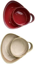 Soup and Side Bowl Plate Ceramic, Chip and Dip Divided Bowls, Anti-Soggy Cereal Bowl Bread Dipping Bowls Plates for Salad Breakfast, and Sandwich Ideal for Home and Restaurant (red+apricot)