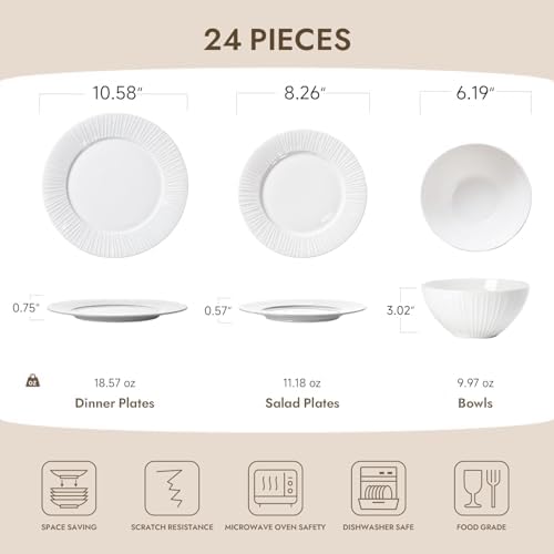 KINGSTONE 24Pc Bone China Dinnerware Set & 40Pc Flatware Combo Set for 8 - Image 2