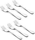 HornTide 6-Piece Dessert Forks Set, 3 Tines Fruit Salad Fork Flatware Stainless Steel Mirror Polishing 5.5-Inch 14cm, Ideal for Home, Kitchen and Restaurant by HornTide