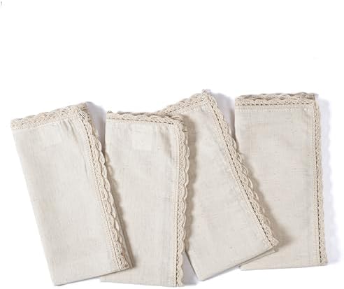 The Beer Valley Set of 4 Flax Lace Cloth Napkins 20x20 Inch - Natural - Image 6