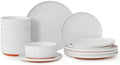 12 Piece Dinnerware Set, Dish Set for 4, Stardust Glaze White by Ruxmirae