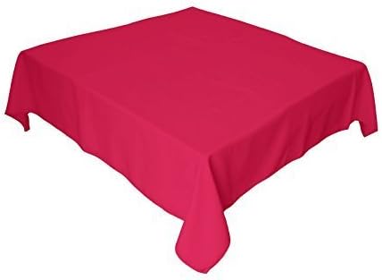 LA Linen Polyester Poplin Washable Square Tablecloth, Stain and Wrinkle Resistant Square Table Cover 52x52, Fabric Table Cloth Square for Dining, Kitchen, Party, Holiday 52 by 52-Inch, Fuchsia