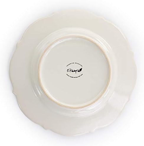 Elama Round Decorated Stoneware Scallop Embossed Dinnerware Dish Set, 16 Piece, Luna - Image 4