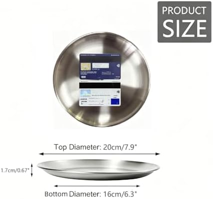 Stainless Steel Plates,6 Pcs 8Inch Dinner Platess Camping Plate,Perfect for Snack Candy Pizza Fruit Camping Etc.Reusable and Dishwasher Safe (6, 8 inches) - Image 3