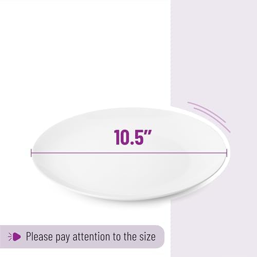 BTaT- White Porcelain Dinner Plates, Set of 6, 10.5 Inch, White Dishes, Porcelain Plates Sets for 6 - Image 5