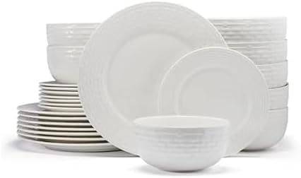 Pfaltzgraff Sonya White 24 Piece Plate Bowl Dinnerware Set, Service for 8 by Pfaltzgraff