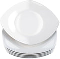 Square Dinner Plates, Set of 6, White, 10.5 Inch by Unknown
