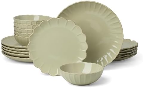 Lenox French Perle Scallop Matcha Stoneware 18-Piece Dinnerware Set for 6 by Lenox