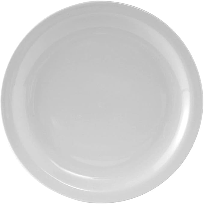 Tuxton China CLA-090 Plate, 9" Diameter, Round, Narrow Rim, Microwave and Dishwasher Safe, Oven Proof, Fully Vitrified, TuxCare, Healthcare, Colorado, Porcelain White, Pack of 24