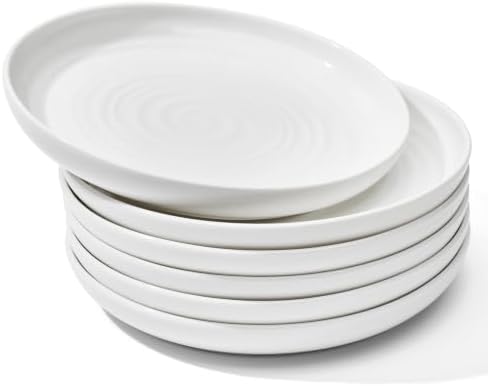 Sweese Appetizer Plate, 6 in Porcelain Small Dessert Plates Set of 6, White by Sweese