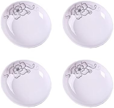 4 Pack Saucer Dishes with Flower Pattern, Ceramic Dipping Bowls, 4 Inch Side Dishes Sauce Dishes for Sushi Sauce Snack, Porcelain Seasoning Dishes Appetizer Plates, Snack Serving Dishes - Image 3