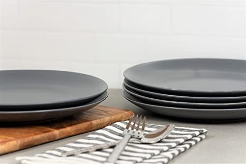 10 Strawberry Street Wazee Matte 10.5" Coupe Dinner Plate, Set of 6, Charcoal Gray - Image 2