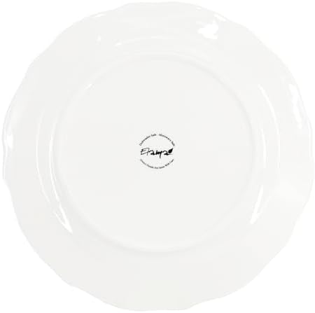 Elama Henryi 6 Piece Embossed Rim Detail Porcelain White Dinner Plate Set, Tableware Set, Serveware (6 Pc Dinner Plate) - Image 3