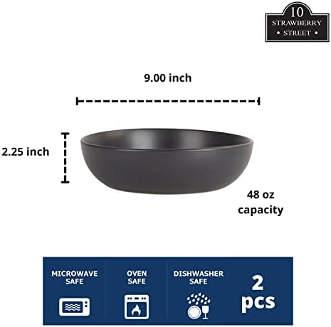 10 Strawberry Street Wazee Matte 9"/48oz Serving Bowl, Set of 2, Black - Image 2