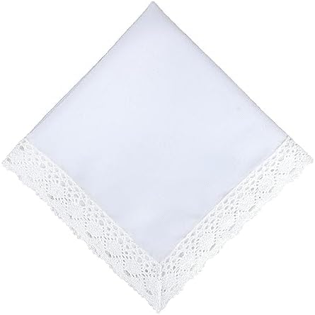 EHouseHome Waterproof Faux Linen Napkins with Lace Trim, Set of 12, 17 x 17 by EHouseHome