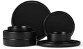 Herogo Dinnerware Sets with Pasta Bowls for 2, 8 Piece Dinner Salad Plates and Cereal Bowls, Stoneware Serving Dishes Dinner Ware for Home Kitchen, Dishwasher & Microwave Safe Dishware, Matte Black by Herogo