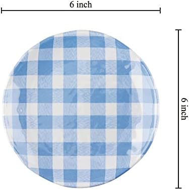 UP Gingham Melamine Round Dessert Plates, Small Serving Plates, for Appetizer, Snacks, and Side Dishes, Blue, 6 Inch, Set of 4 - Image 4