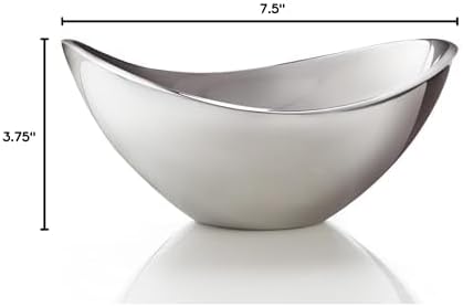 nambe Butterfly Bowl, Chilled Serving Dish for Side Dishes, Pasta, Guacamole, Prep-Ahead-Bowl Can Be Heated or Chilled, 9-Inch, Oven and Freezer Safe, Made of Metal Alloy (Silver)