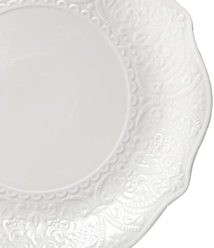 SOUJOY Set of 6 Porcelain Dinner Plate, 10.5'' White Dinner Dish, Embossed Printing Dinnerware Plate for Dinner, Restaurant, Family Party and Kitchen, Microwave, Dishwasher Safe - Image 4