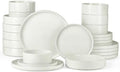 Onader Dinnerware Sets with Pasta Bowl for 6, White Plate and Bowl Dish Set by Onader