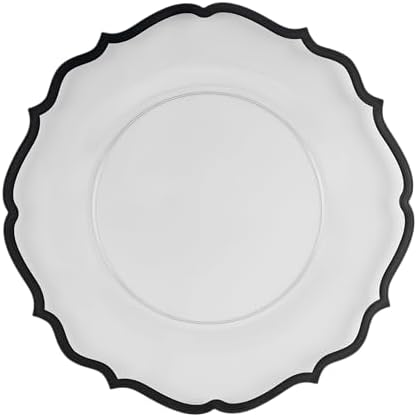 PLASTICPRO 64 Pack Elegant Disposable Plastic Plates Combo Set Includes 32 Dinner Plates and 32 Salad Plates Heavy Duty Fancy Party Plates Clear & Black Contemporary Design - Image 6
