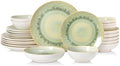 DOMICREVERY Ceramic Dinnerware Sets for 6, 24 Pcs Plates and Bowls Sets by Unknown
