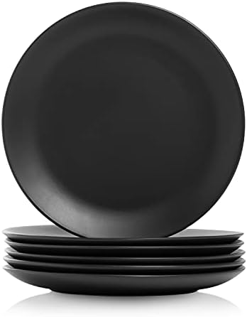 10 Strawberry Street Wazee Matte 10.5" Coupe Dinner Plate, Set of 6, Black by 10StrawberryStreet