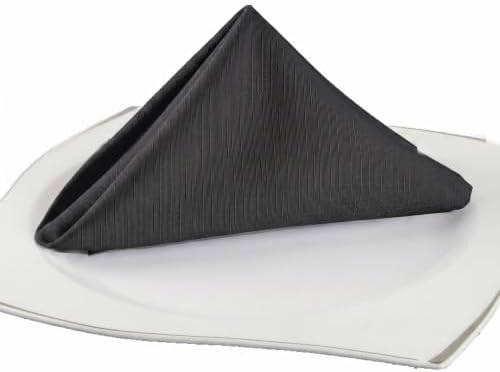 EHouseHome Waterproof Faux Linen Dinner Napkins, Set of 12, 17 x 17, Black - Image 2