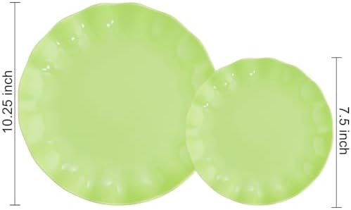 LIYH 24Pcs Green Unbreakable Plastic Plates for Birthday Scalloped - Image 2