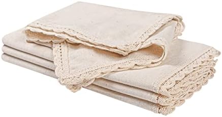 The Beer Valley Set of 4 Flax Lace Cloth Napkins 20x20 Inch - Natural by TheBeerValley