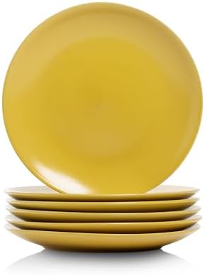 10 Strawberry Street Wazee Matte Coupe Dinnerware, Salad Plate, Yellow, Set of 6 by 10StrawberryStreet
